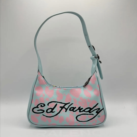 ED HARDY Light Blue "Love Kills Slowly" Shoulder Bag, NWT - Picture 2 of 3